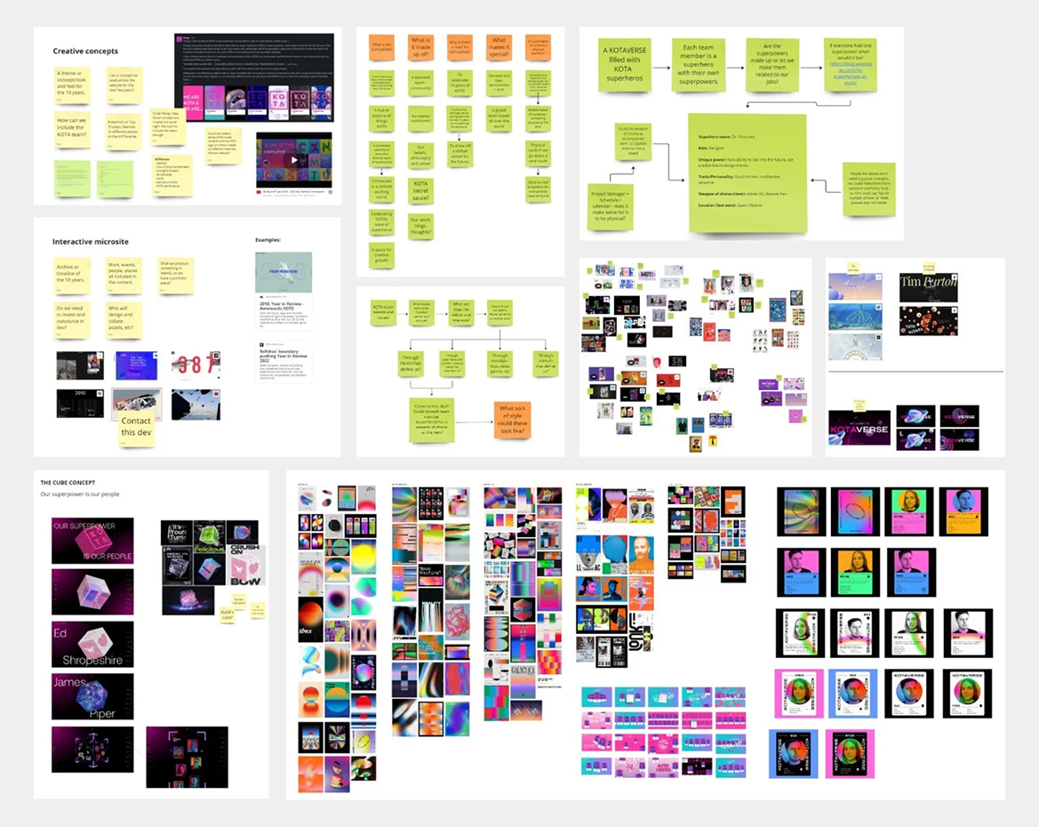 NEXORverse creative concepts, workshop notes and visual research board