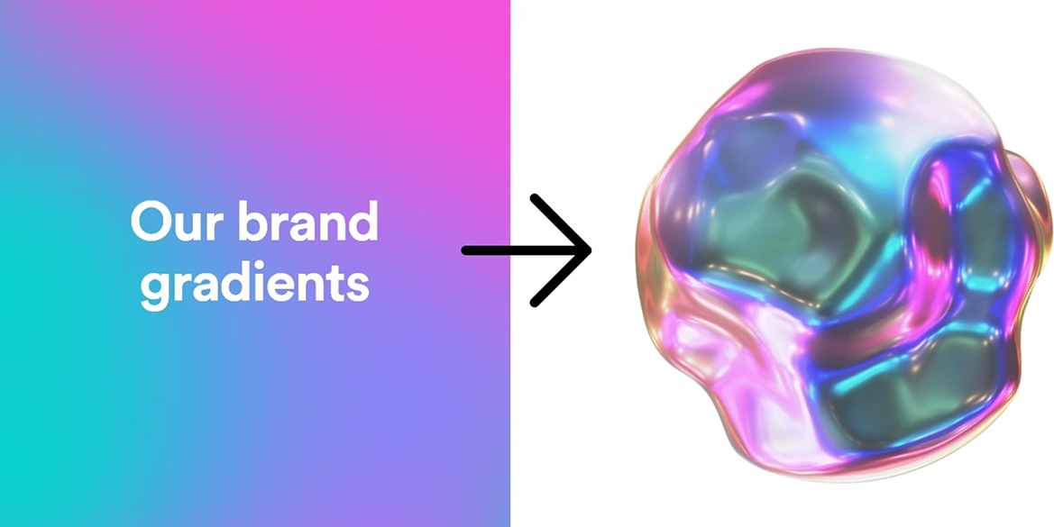 NEXOR brand gradient translated into an iridescent three-dimensional form
